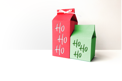 Milk Carton Boxes with Ho Ho Ho Cutout  | SVG | PNG | DXF | EPS