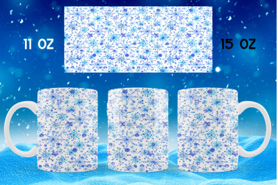 Winter mug sublimation design Snowflakes mug wrap png