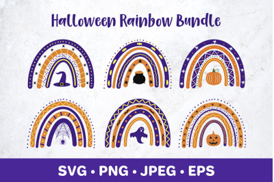 Halloween rainbows bundle. Cute Halloween clipart SVG