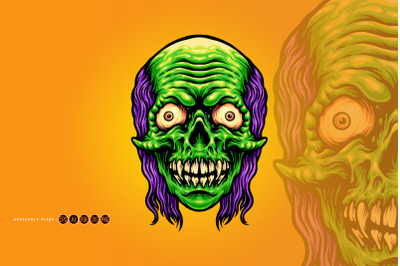 Scary Skull Zombie Mascot Illustrations