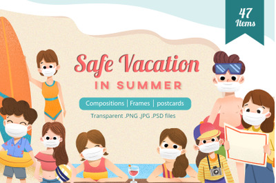 Safe vacation in Summer watercolor