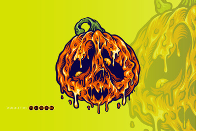 Halloween Melt Pumpkins Horror Illustrations