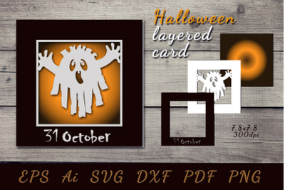 October 31. 3D postcard for Halloween. Cut file