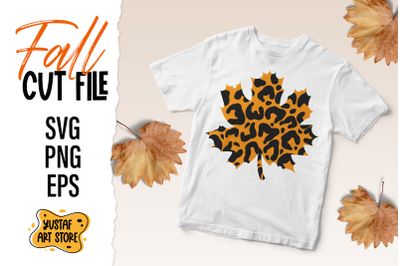 Fall leaves leopard print SVG