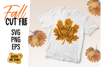 Sweater Weather SVG fall leaves