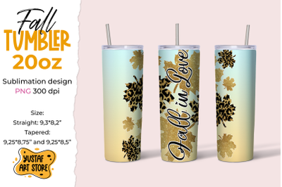 Fall Skinny tumbler sublimation design &quot;Fall in love&quot;