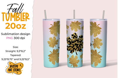 Gold Fall Tumbler sublimation wrap leopard,gold glitter