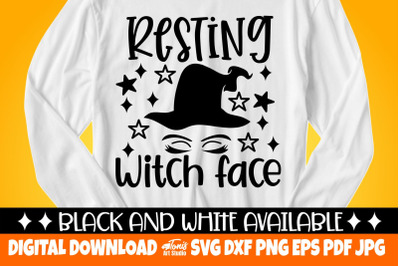 Resting Witch Face SVG Cut File, Halloween Svg Png