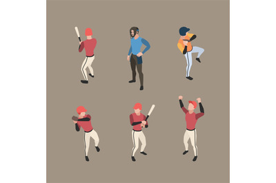 Baseball players. Sport people running bases pitcher baseball vector c