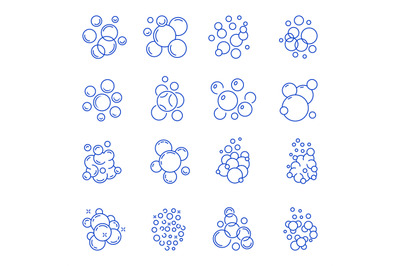 Bubbles icon. Shower soap foam silhouettes underwater aquarium liquid