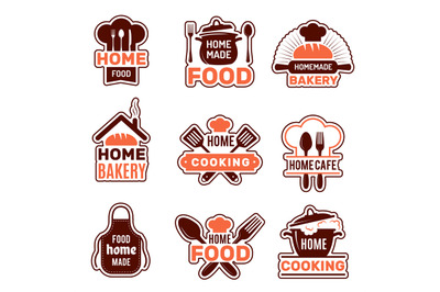 Home cooking logo. Kitchen badges vector collection bakery silhouettes