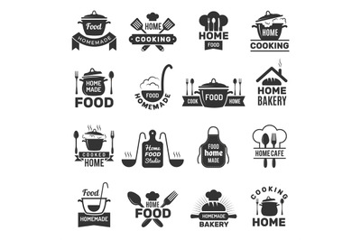 Homemade food badges. Kitchen cooking symbols vector illustrations