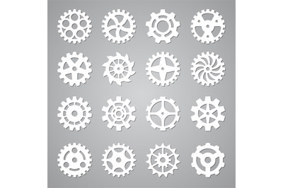 Gears icons. Cogwheel circle mechanism wheel symbols future abstract t