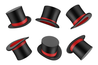 Magic hat. Clothes for magician or gentleman vector realistic top hat