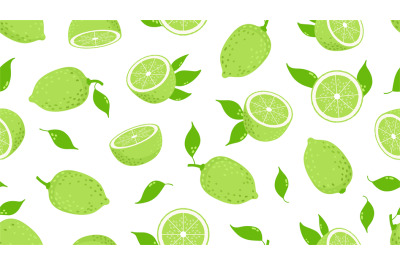 Citrus pattern. Lime slices, fresh juicy lemon fruits background. Isol