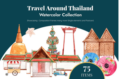 Travel Around Thailand Watercolor