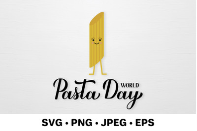 World Pasta Day SVG calligraphy lettering.  Cute macaroni.