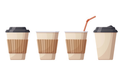 Coffee hot drink paper cups. Cafe, restaurant or take out coffee plast