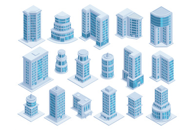 Isometric city urban skyscrapers, buildings and modern architecture to