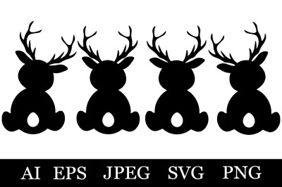 Deer Silhouettes. Deer SVG. Deer black clipart. Deer graphic