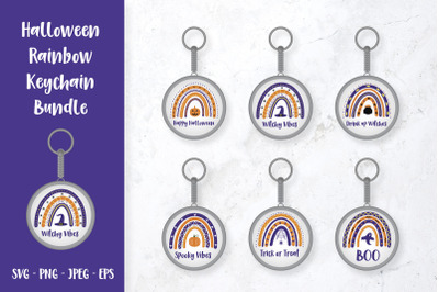 Halloween rainbow keychain bundle SVG. Halloween keychain