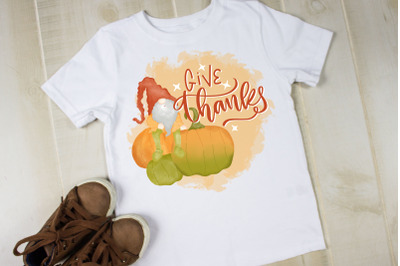 Give Thanks Sublimation Thanksgiving Sublimation Design