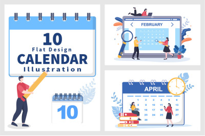 10 Calendar for Planning Work or Events Vector Illustration