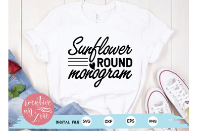 Sunflower round monogram