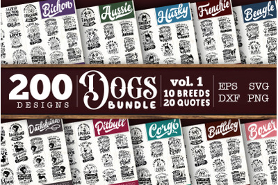 Dogs SVG Big Bundle 200 designs vol 1