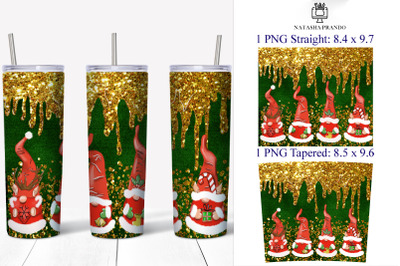 Green Velvet Gnomes Skinny Tumbler wrap