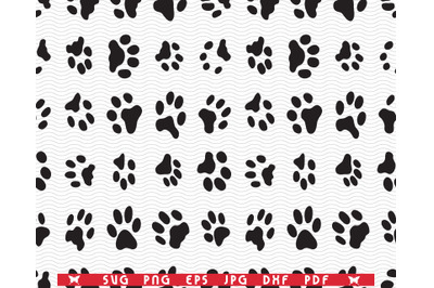 SVG Footprint Dog Cat, Seamless pattern digital clipart