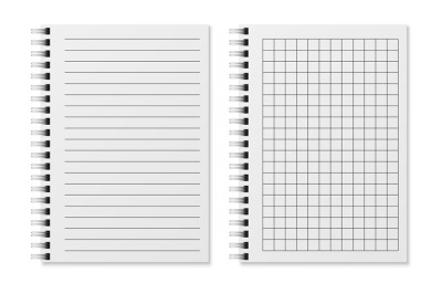 Blank sketchbook. Realistic padded diary notebook with dots and lines