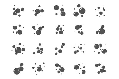 Soap bubble icons. Foam, boiling and fizzy symbols, hygiene and clean