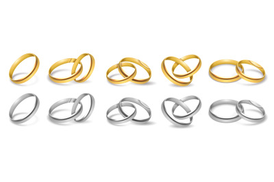 Wedding rings. White and yellow metal jewelry&2C; married couple accessor