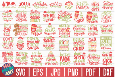 Funny Christmas Quotes SVG Bundle | 40 Designs