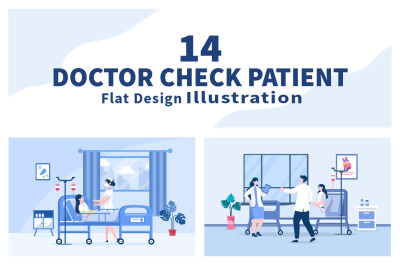 14 Doctor Checking a Patient Medical Treatment Vector Illustration