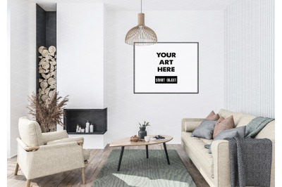 Interior scene artwork background frame mockup