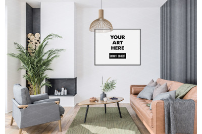 Interior scene artwork background frame mockup