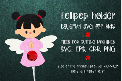 Girl Angel Lollipop Holder Template SVG