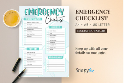 Emergency Checklist Printable