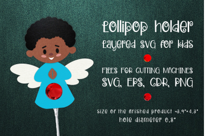 Black Boy Angel Lollipop Holder SVG