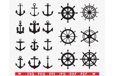 SVG Anchors Rudders&2C; Black silhouettes&2C; Digital clipart