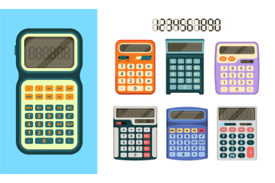 Calculators flat icon. Education tools collection gadgets for business