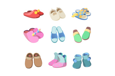 Footwear colored. Textile soft slippers hotel room accessories fashion