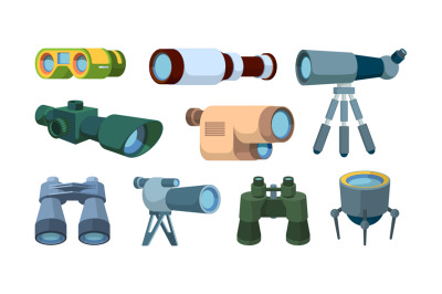 Optical telescope. Binoculars for travellers looking items exploration