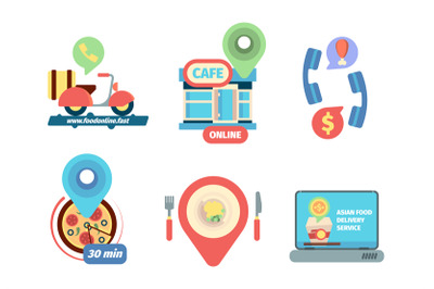 Ordering food icon. Business delivery from restaurant calling order pr