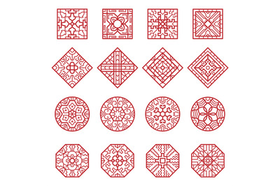 Korean ornament. Traditional asian geometrical texture circles and squ