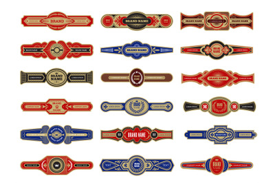 Cigar badges. Vintage labels set template for cigars vector design col