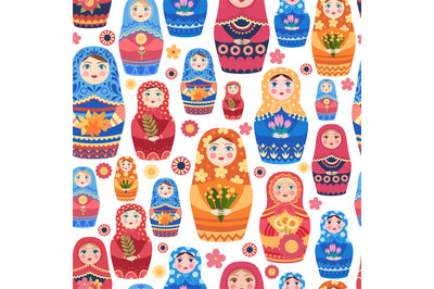 Russian doll pattern. Textile design with authentic russian floral dec