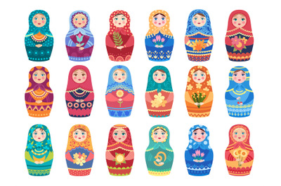 Russian doll colored. Traditional moscow toys authentic floral colored